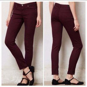 AG Adriano Goldschmied Women’s 27R The Stevie Ankle Slim Straight Jeans Burgundy
